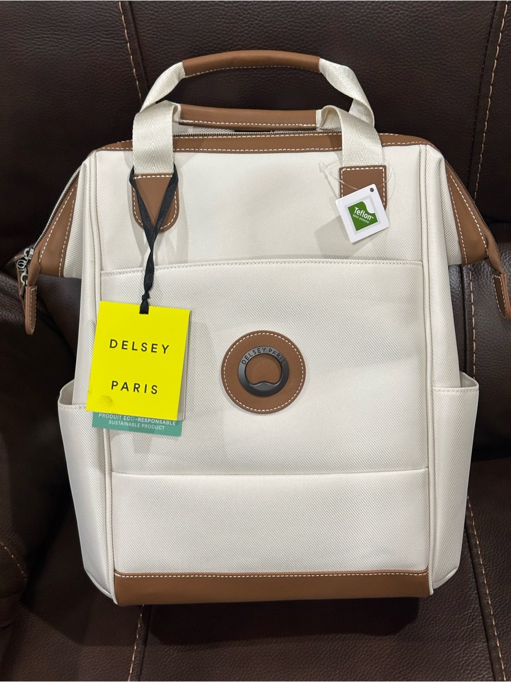 DELSEY Paris Men's Cream & Tan Travel Backpack